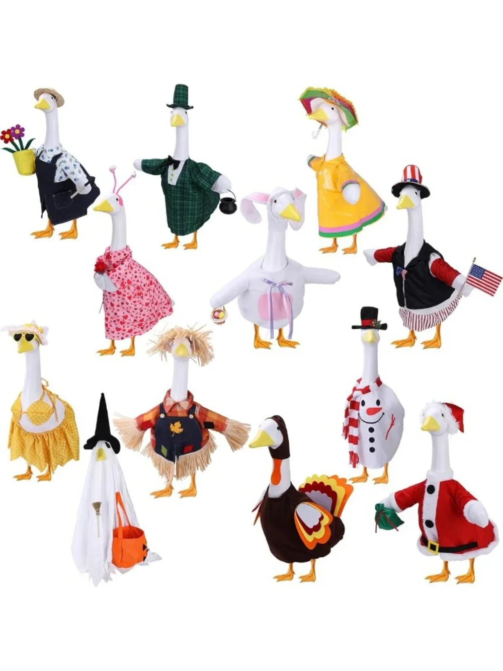 12-Piece Porch Goose Outfit Set | Holiday, Spring & Seasonal Decor for Lawn